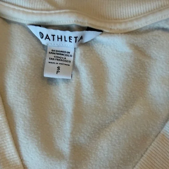 Athleta Off-White Faux Wrap V Neck Sweatshirt - Picture 2 of 6